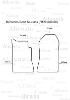 Ворсовые автоковрики Mercedes-Benz SL-class (R129) (89-00) Салон, Standart, Серый