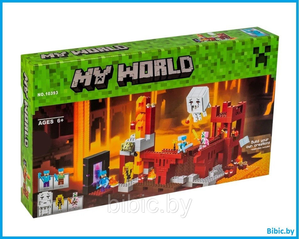 Детский конструктор Minecraft Майнкрафт Подземная крепость домик 10393 серия my world блочный аналог лего lego - фото 1 - id-p199299225
