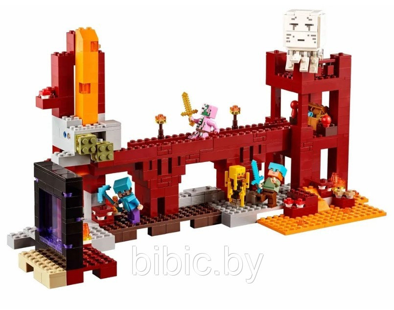 Детский конструктор Minecraft Майнкрафт Подземная крепость домик 10393 серия my world блочный аналог лего lego - фото 2 - id-p199299225