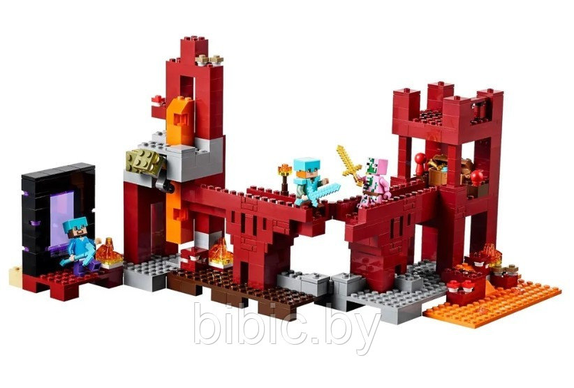 Детский конструктор Minecraft Майнкрафт Подземная крепость домик 10393 серия my world блочный аналог лего lego - фото 4 - id-p199299225