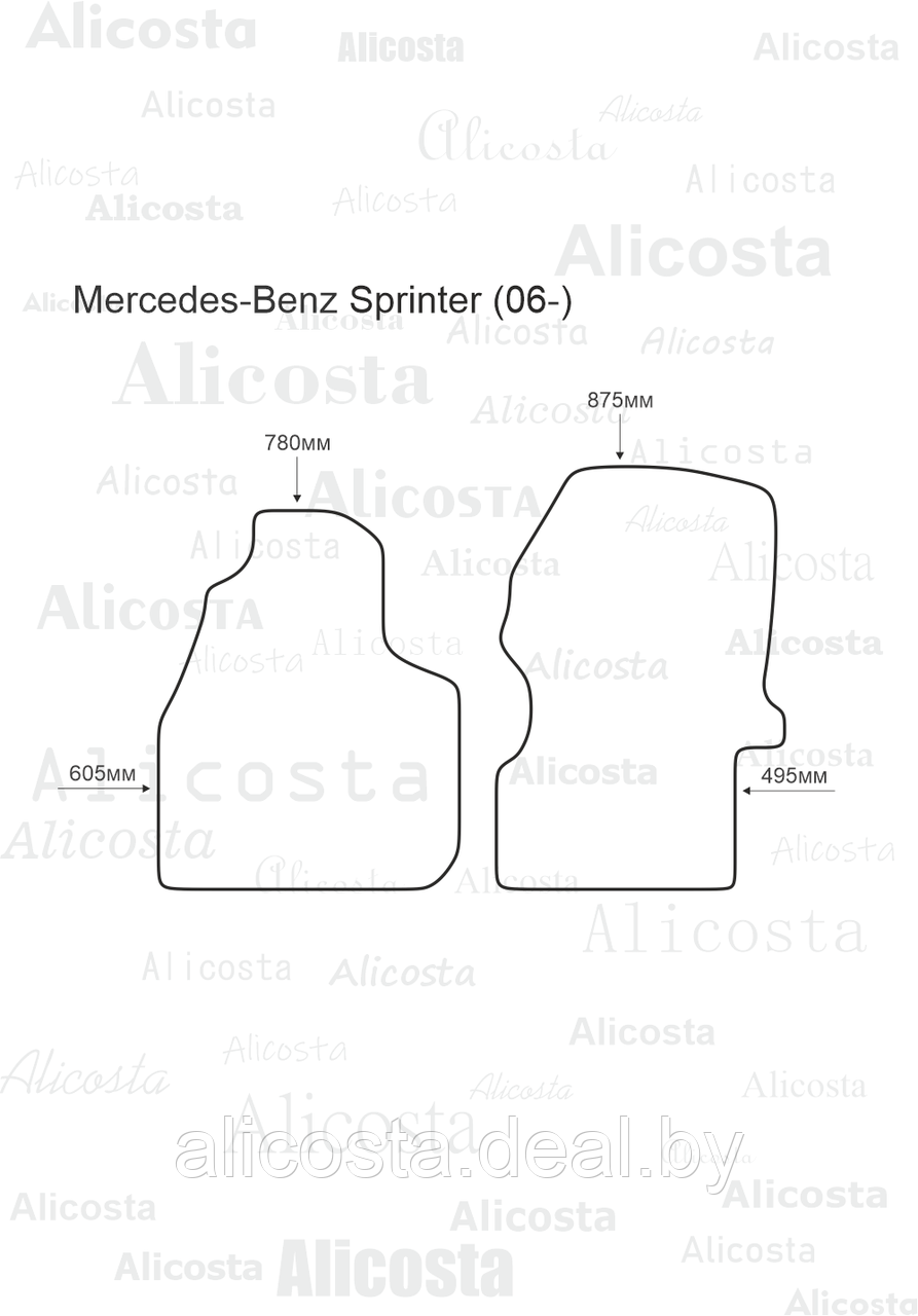 Ворсовые автоковрики Mercedes-Benz Sprinter (06-) Салон, Premium, Черный - фото 1 - id-p199190460