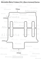 ЭВА автоковрики Mercedes-Benz V-class (14-) (3+3) (Без столика) Салон, Шестиугольник, Черный