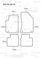 Ворсовые автоковрики MG 750 (06-16) Салон, Premium, Черный