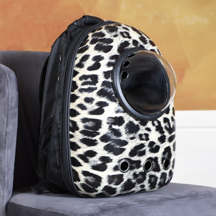 Рюкзак для переноски животных "Леопардовый", с окном для обзора, 32 х 22 х 43 см - фото 1 - id-p199303477