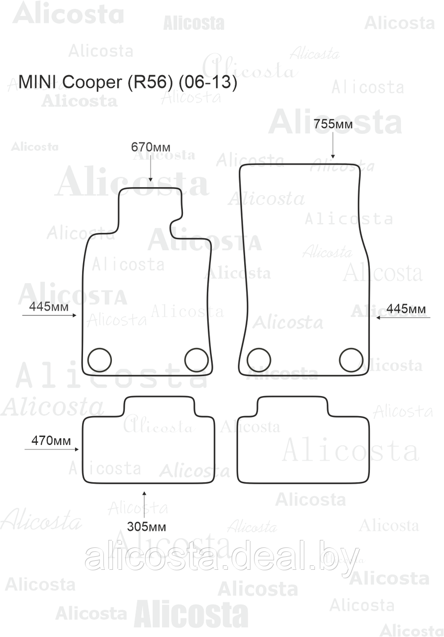 ЭВА автоковрики MINI Cooper (R56) (06-13) Салон, Шестиугольник, Черный - фото 1 - id-p199190657