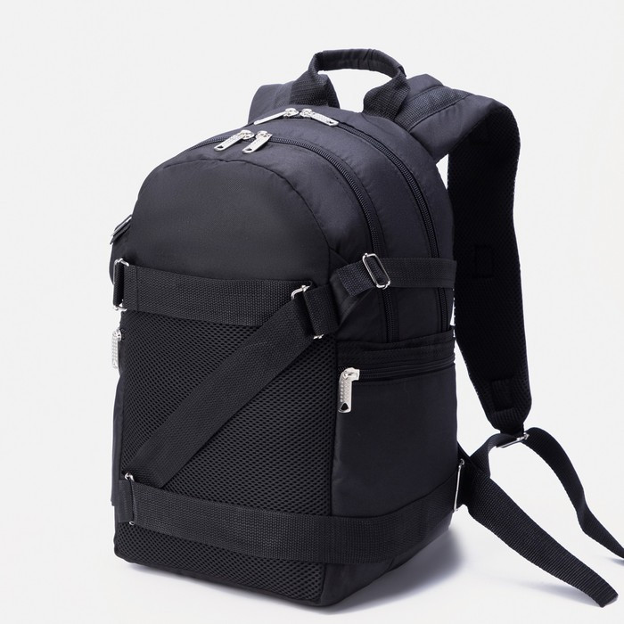 Рюкзак на молнии, 5 наружных карманов, цвет чёрный - фото 1 - id-p199281298