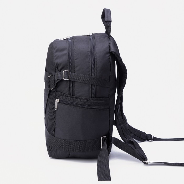 Рюкзак на молнии, 5 наружных карманов, цвет чёрный - фото 2 - id-p199281298