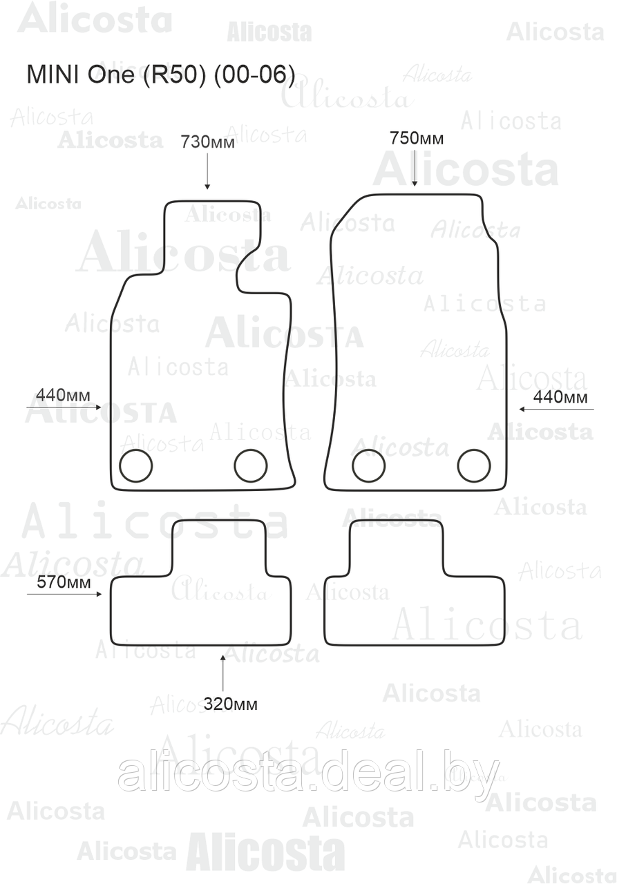 Ворсовые автоковрики MINI One (R50) (00-06) Салон, Premium, Черный - фото 1 - id-p199190698