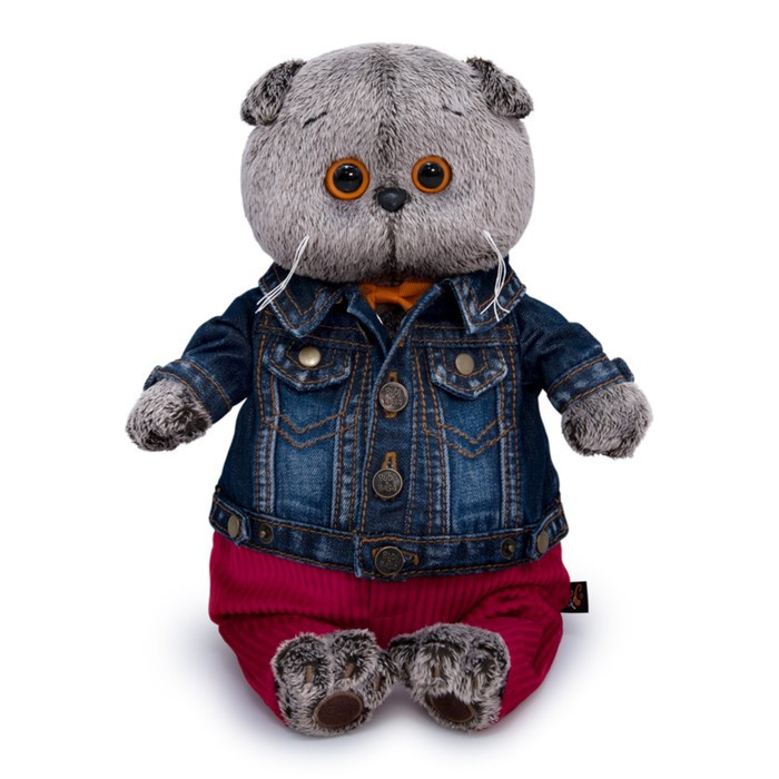 Мягкая игрушка «Басик в джинсовой куртке и малиновых штанах», 25 см - фото 4 - id-p199291218