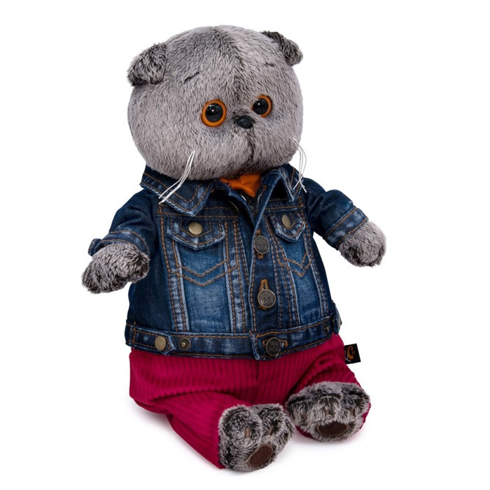 Мягкая игрушка «Басик в джинсовой куртке и малиновых штанах», 25 см - фото 5 - id-p199291218
