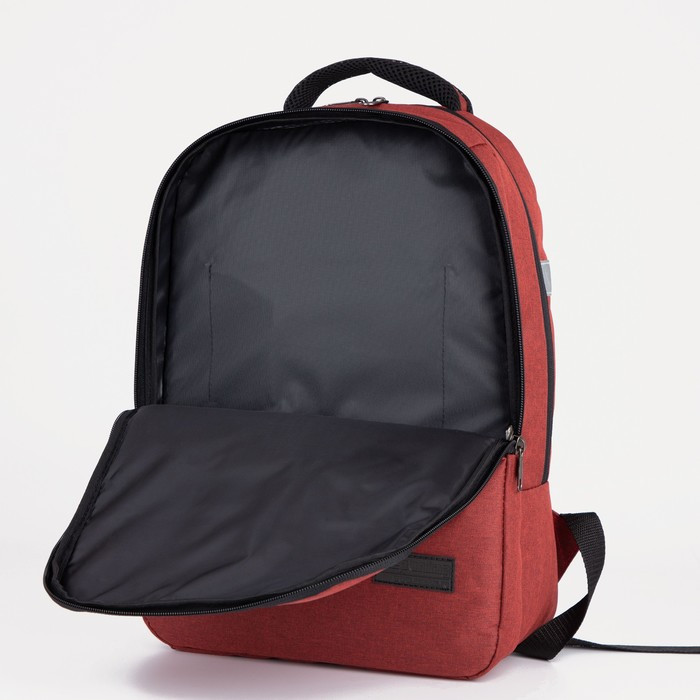 Рюкзак на молнии, наружный карман, цвет красный - фото 6 - id-p199281327