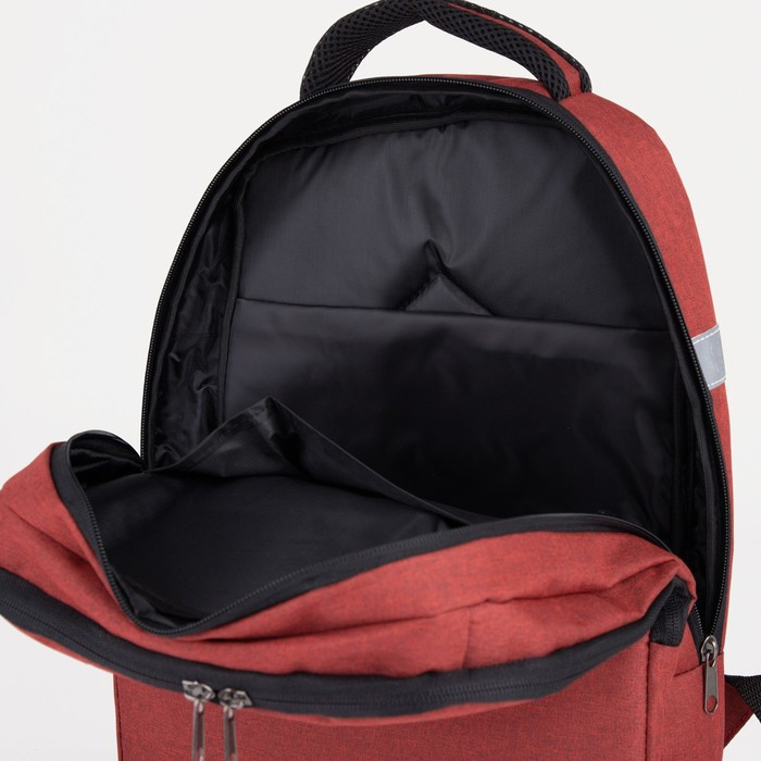 Рюкзак на молнии, наружный карман, цвет красный - фото 7 - id-p199281327