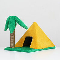 Домик для кошек "Пирамидка", с когтеточкой "Пальма", 38 х 40 х 61 см