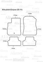 Ворсовые автоковрики Mitsubishi Eclipse (05-11) Салон, Premium, Черный