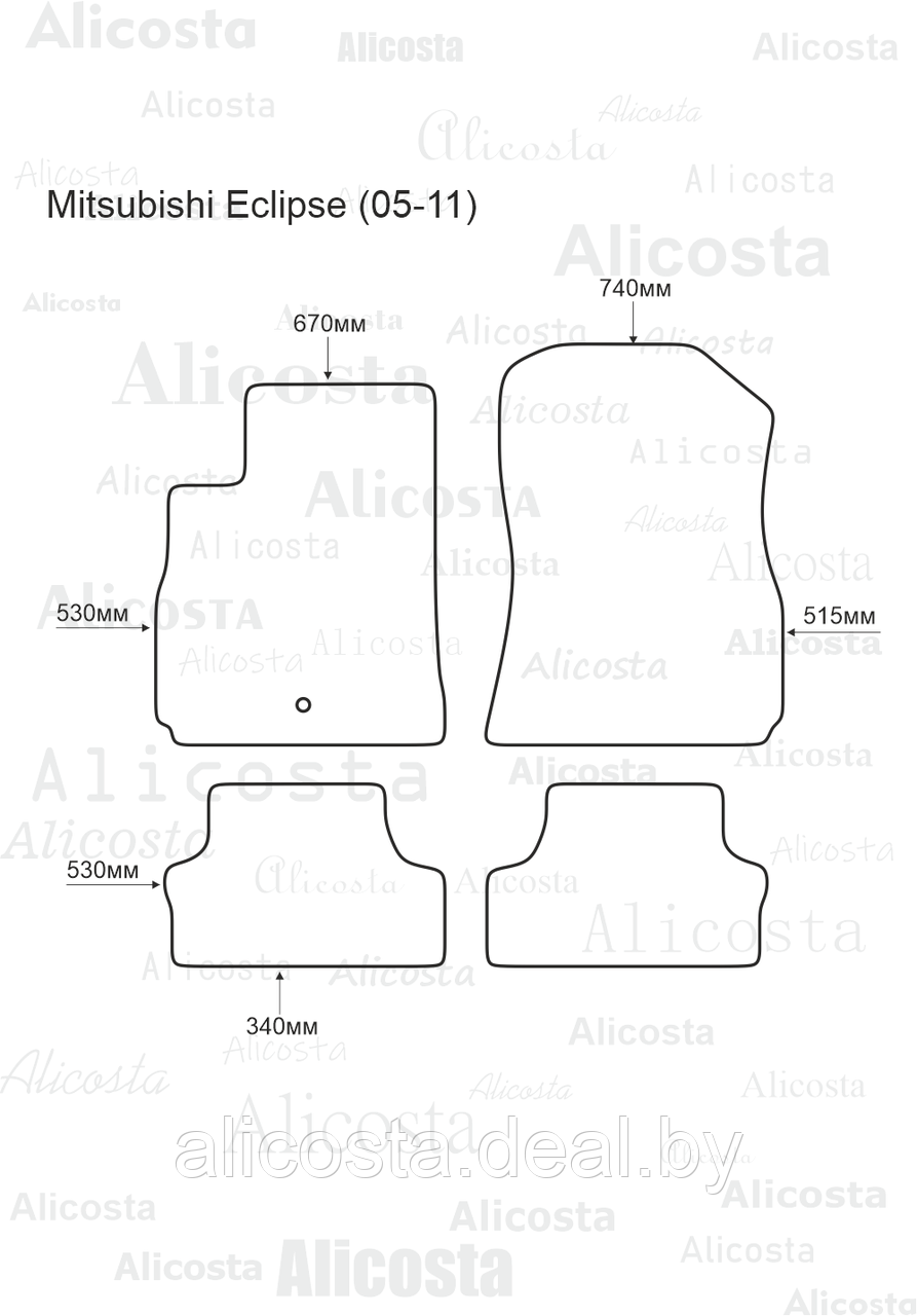 Ворсовые автоковрики Mitsubishi Eclipse (05-11) Салон, Premium, Черный - фото 1 - id-p199190797