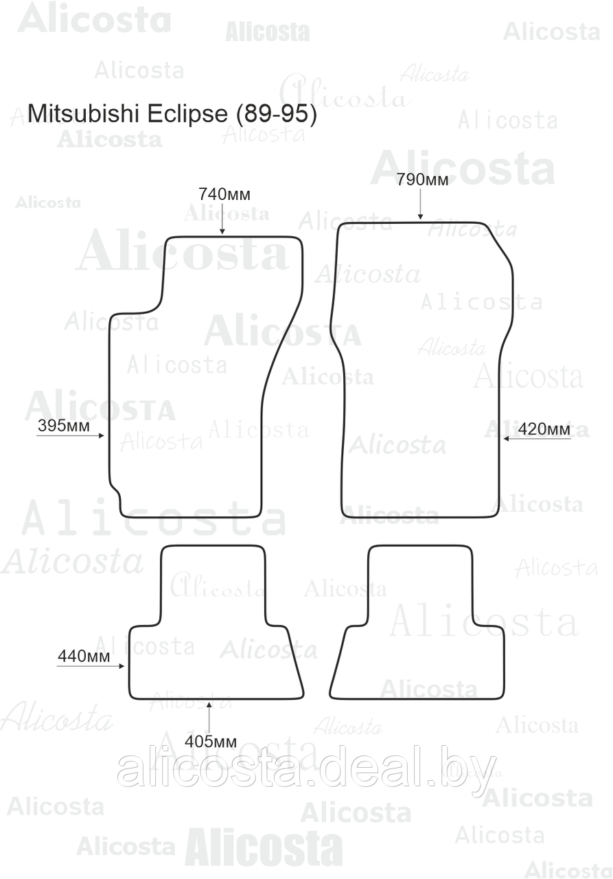 ЭВА автоковрики Mitsubishi Eclipse (89-95) Салон, Ромб, Черный - фото 1 - id-p199190812