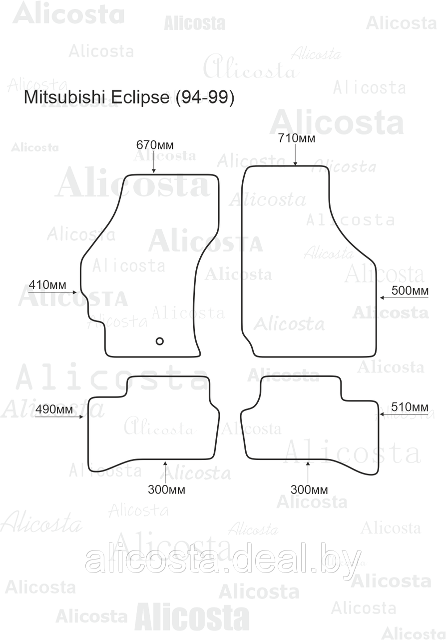 Ворсовые автоковрики Mitsubishi Eclipse (94-99) Салон, Premium, Черный - фото 1 - id-p199190815