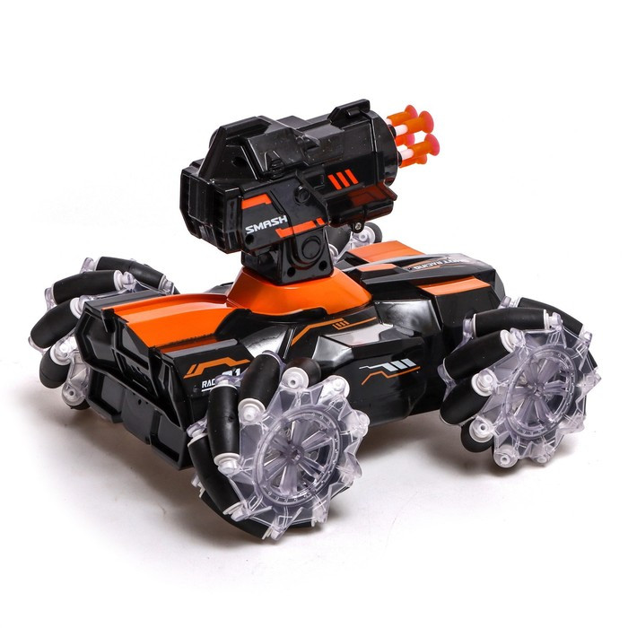 Танк радиоуправляемый Stunt, 4WD полный привод, стреляет ракетами, цвет чёрно-оранжевый - фото 4 - id-p199297044