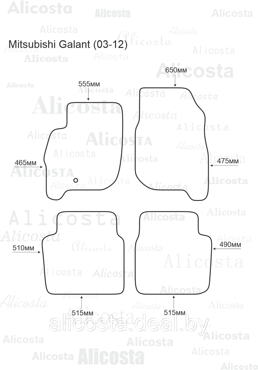 ЭВА автоковрики Mitsubishi Galant (03-12) Салон, Шестиугольник, Серый - фото 1 - id-p199190857