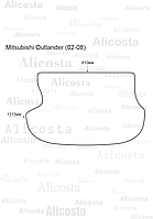 Ворсовый автоковрик Mitsubishi Outlander (02-08) Багажник, Premium, Черный