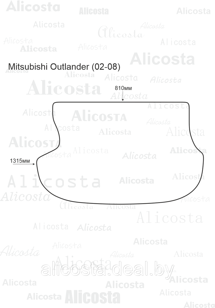 Ворсовый автоковрик Mitsubishi Outlander (02-08) Багажник, Premium, Черный - фото 1 - id-p199190960