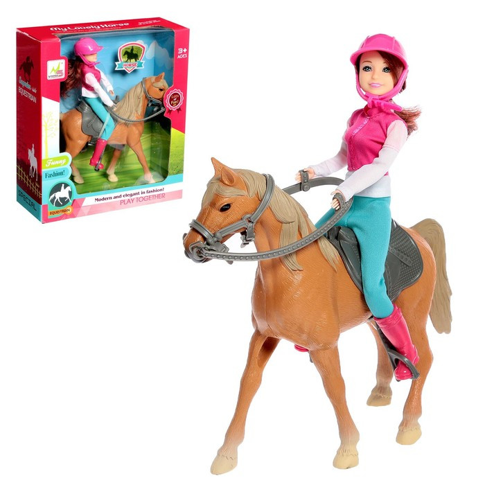 Набор игровой лошадка с куклой шарнирной, с аксессуарами - фото 1 - id-p199295471