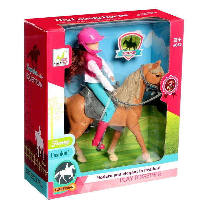 Набор игровой лошадка с куклой шарнирной, с аксессуарами - фото 9 - id-p199295471