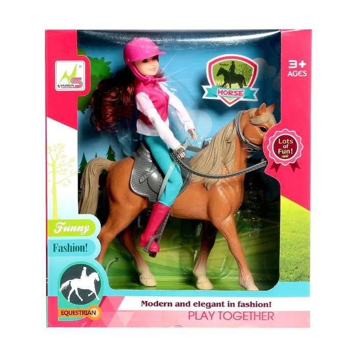 Набор игровой лошадка с куклой шарнирной, с аксессуарами - фото 10 - id-p199295471