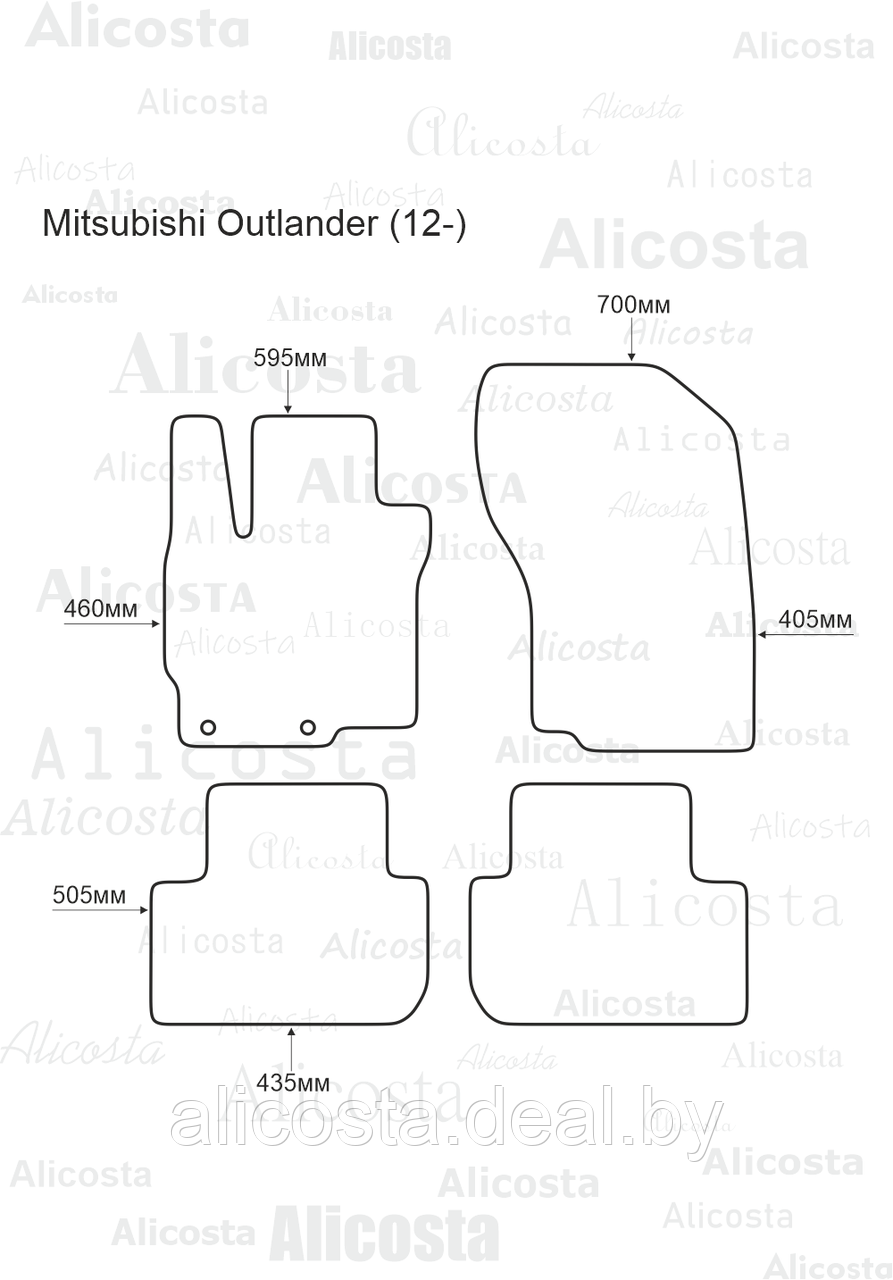Ворсовые автоковрики Mitsubishi Outlander (12-) Салон, Premium, Черный - фото 1 - id-p199190969