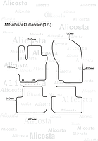 Ворсовые автоковрики Mitsubishi Outlander (12-) Салон, Standart, Серый
