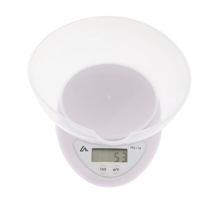 Весы кухонные Luazon LVK-706, электронные, с чашей, до 5 кг, белые - фото 1 - id-p199303441