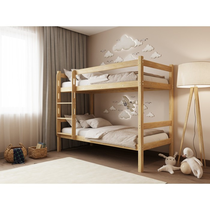 Двухъярусная кровать «Мартина», 700 × 1900 мм, массив, без покрытия, цвет сосна - фото 1 - id-p199311236