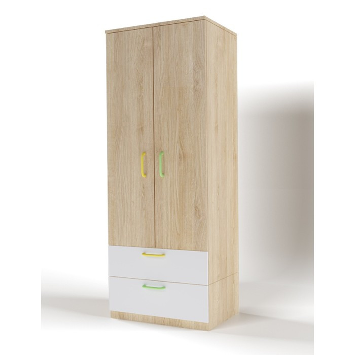 Шкаф 2-х дверный с ящиками «Стайл», 800 × 550 × 2110 мм, цвет дуб сонома / белый - фото 1 - id-p199312336