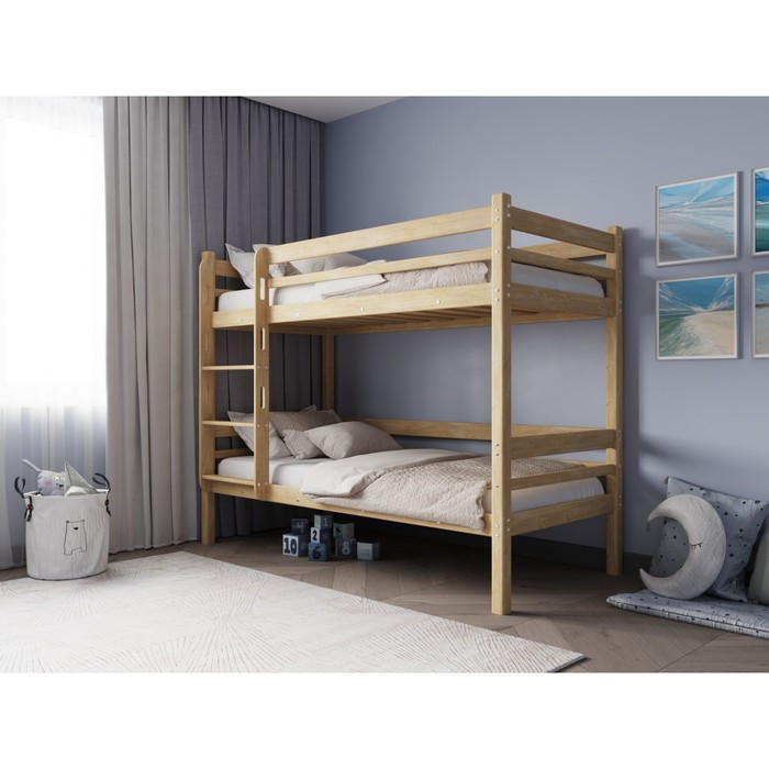 Двухъярусная кровать «Фабиа», 700 × 1600 мм, массив, без покрытия, цвет сосна - фото 1 - id-p199311266