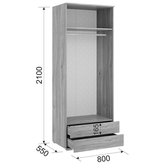 Шкаф двухдверный «Лайк 55.01», 800 × 550 × 2100 мм, цвет дуб мария / галька - фото 4 - id-p199312357