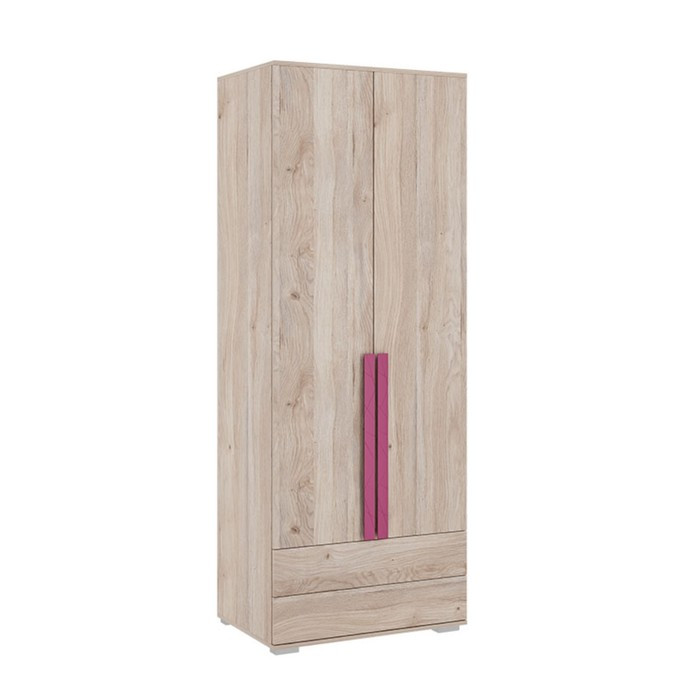 Шкаф двухдверный «Лайк 55.01», 800 × 550 × 2100 мм, цвет дуб мария / фуксия - фото 1 - id-p199312364