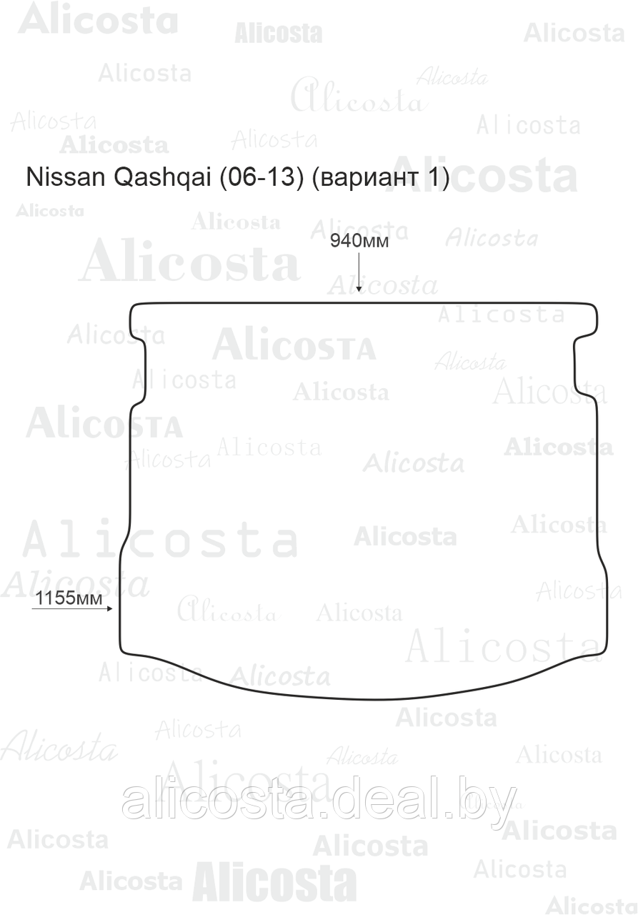 Ворсовый автоковрик Nissan Qashqai (06-13) Багажник (Вариант 1), Premium, Черный - фото 1 - id-p199191683