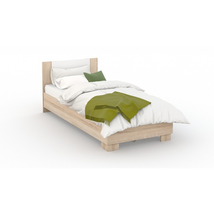 Кровать «Аврора» без ПМ, 90х200 см, со встроенным основанием, Сонома/Белый - фото 1 - id-p199314855