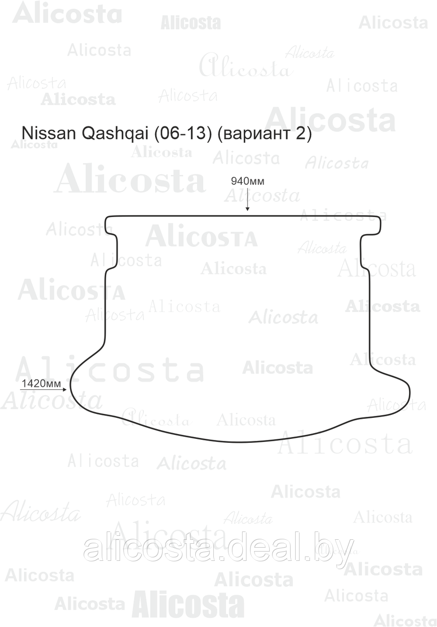Ворсовый автоковрик Nissan Qashqai (06-13) Багажник (Вариант 2), Standart, Черный - фото 1 - id-p199191694