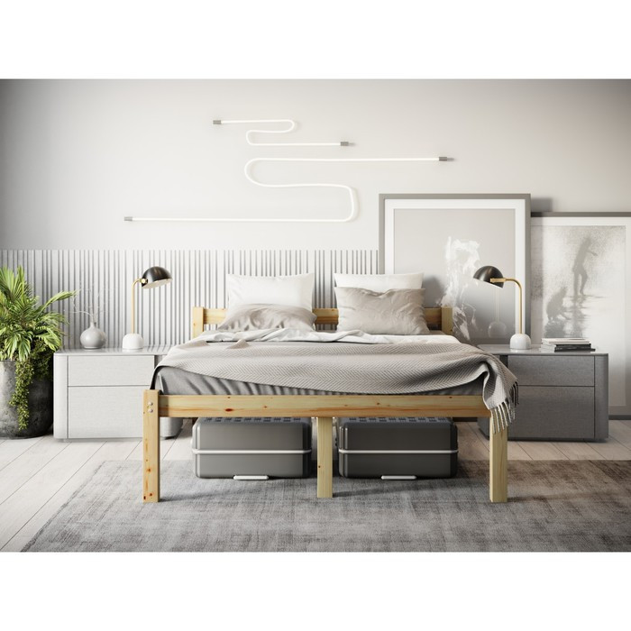 Высокая кровать «Геральд», 1200 × 2000 мм, массив, без покрытия, цвет сосна - фото 2 - id-p199314867