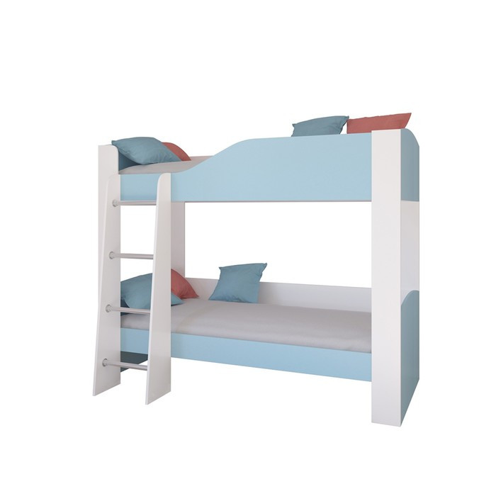 Детская двухъярусная кровать «Астра 2», без ящика, цвет белый / голубой - фото 2 - id-p199311309