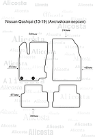 Ворсовые автоковрики Nissan Qashqai (13-19) (Английская версия) Салон, Premium, Черный