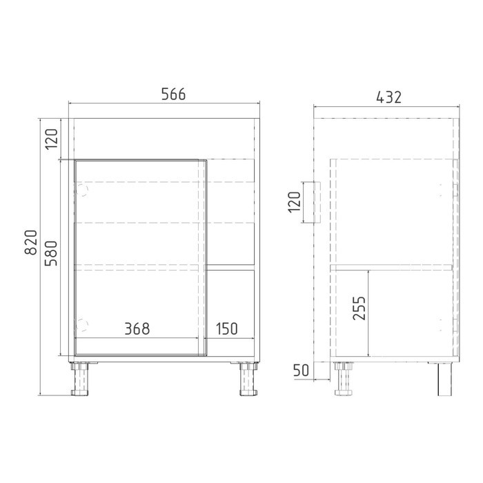 Тумба VIANT «Бостон» 1 створка, 430х560х820 мм, с раковиной COMO 60 - фото 5 - id-p199309531