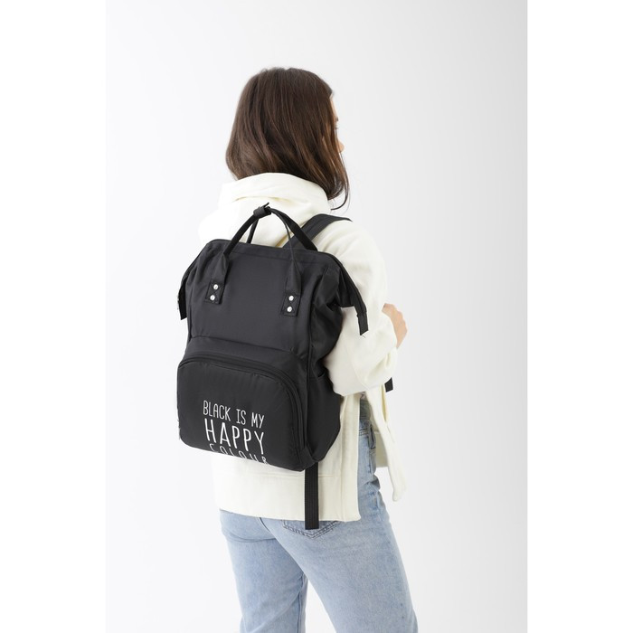 Рюкзак текстильный, с карманом «Black»,25х13х38 черный - фото 10 - id-p199282466