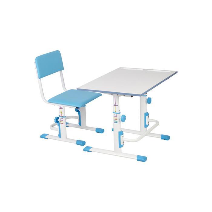 Комплект Polini kids растущая парта-трансформер + регулируемый стул, цвет белый-синий - фото 1 - id-p199311831
