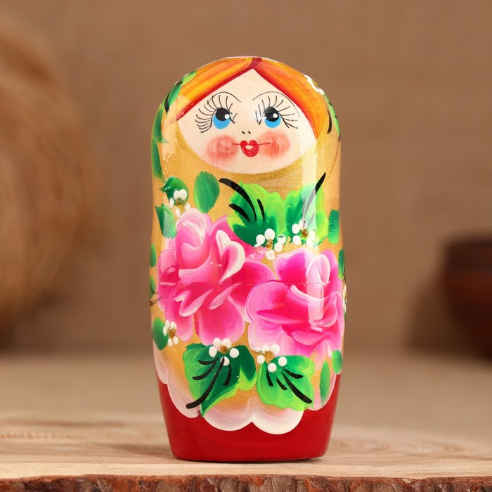 Матрёшка 5-ти кукольная "Лиза" розы , 17-18см, ручная роспись. - фото 3 - id-p199289475