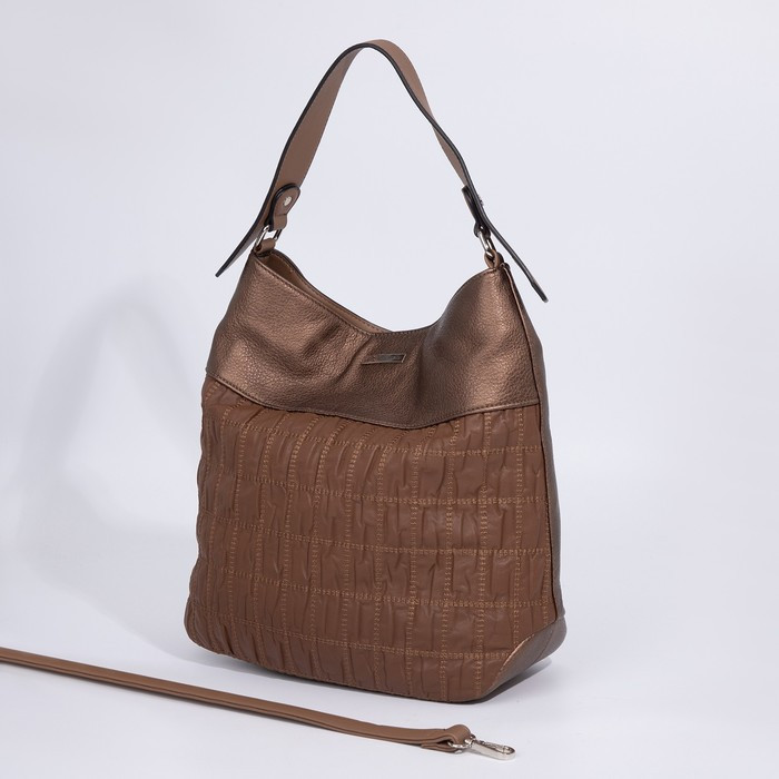 Сумка-мешок El Masta на молнии, наружный карман, длинный ремень, цвет коричневый - фото 3 - id-p199284679