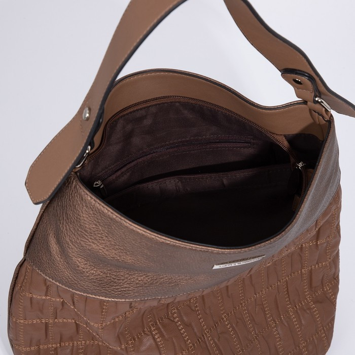 Сумка-мешок El Masta на молнии, наружный карман, длинный ремень, цвет коричневый - фото 7 - id-p199284679