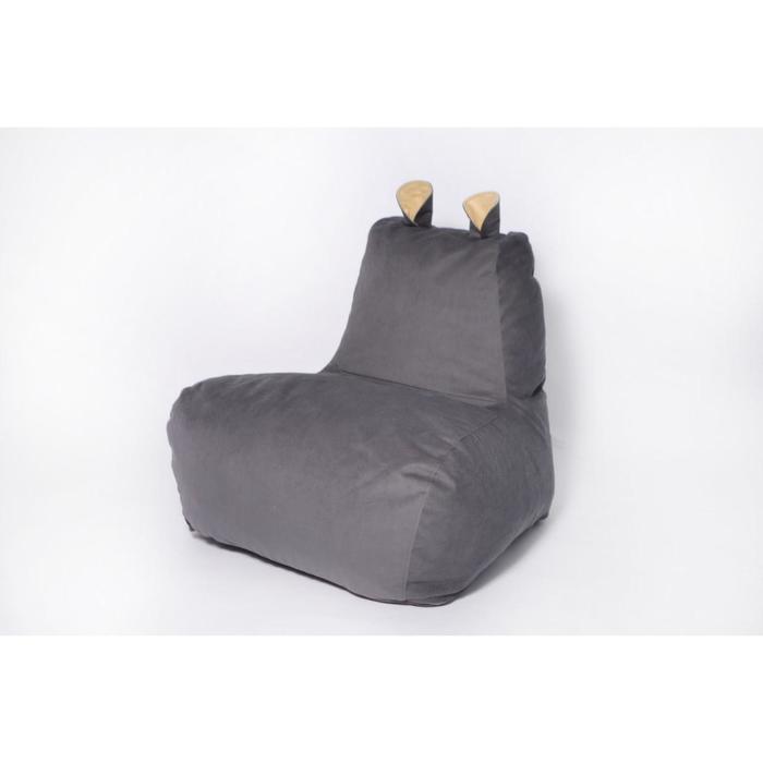 Кресло-мешок «Бегемот», размер 80x80 см, цвет темно-серый/жёлтый велюр - фото 1 - id-p199321862