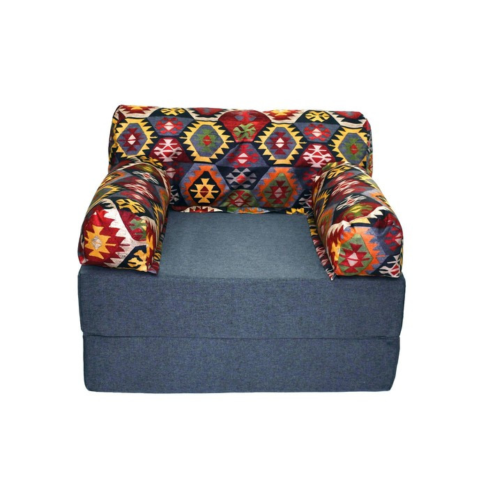 Бескаркасное кресло-кровать-пуф «Вики», размер 100x100x75 см, рогожка, велюр - фото 1 - id-p199322076